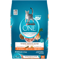 Purina One Natural Dry Cat Food, Tender Selects Blend With Real Chicken - 16 Lb. Bag