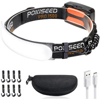 Led Headlamp Rechargeable, Super Bright 1500 Lumens 230 Wide Beam Headlamp, 3 Modes Ipx6 Waterproof Lightweight Headlamp With Taillight & Clips For Camping, Running,Fishing, Outdoors, Hard Hat Work