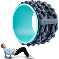 Fitbeast Back Stretcher, Back Cracker & Back Roller, Back Pain Relief Product, Yoga Wheel, Foam Roller For Back, Back Stretching & Back Cracking Device, Back Popper (12'', Blue)