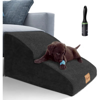 Topmart High Density Extended Foam Dog Ramp&Steps 2 Tiers,11.8"" High,Non-Slip Dog Stairs,Soft Foam Dog Ladder With Waterproof Cover,Best For Dogs Injured,Older Cats,Pets With Joint Pain