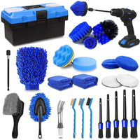 27Pcs Car Detailing Kit, Car Detailing Brush Set, Auto Detailing Drill Brush Set, Car Detailing Brushes, Car Wash Kit, Car Accessories, Car Cleaning Tools Kit For Interior, Exterior, Wheels