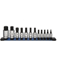 Ares 70108-12-Piece Metric Hex Bit Socket Set - Chrome Vanadium Sockets With S2 Alloy Bits - Includes Aluminum Socket Organizer