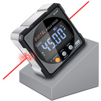 Digital Angle Finder With Electronic Laser - 4-Side Strong Magnetic Angle Gauge, Cube Inclinometer With Backlight, Table Saw Miter Protractor, Woodworking Measuring Tool, Level Box For Hanging