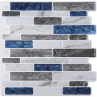 Art3D 10-Sheet Peel And Stick Backsplash, 12 In. X 12In. Blue Marble Design