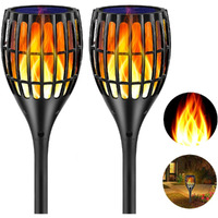 Ollivage Solar Torch Flame Lights Waterproof Flickering Flames Solar Lights 43"" Solar Garden Lights Outdoor Landscape Decoration Lighting Dusk To Dawn Auto On/Off For Yard Garden Pathway, 2 Pack