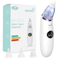 Grownsy Nasal Aspirator For Baby  Baby Nose Sucker  Electric Nose Suction For Toddler, Automatic Booger Sucker With 3 Silicone Tips, Pause & Music & Light Soothing Function