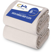 Canvas Drop Cloth (Size 9 X 12 Feet) Pack Of 2 - Pure Cotton Drop Cloth - Painters Drop Cloth For Furniture & Floor Protection - All Purpose Thick Cloth Duck Canvas With Sturdy Double Stitched Edges