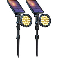 Dbf Solar Outdoor Lights, Warm Light Adjustable Solar Spot Lights Outdoor, 2.5W Solar Panel And Bright, 2-In-1 Waterproof Solar Landscape Spotlights Decorative Lighting For Garden Yard Pool, 2 Pack