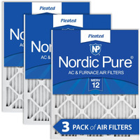Nordic Pure 16X25X1 Merv 12 Pleated Ac Furnace Air Filters 3 Pack