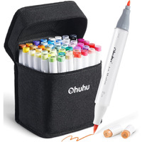 Ohuhu Alcohol Brush Markers - Double Tipped Sketch Art Marker Set For Artist Adults Coloring Illustration- 48 Colors- Brush & Fine Dual Tips, Honolulu B Of Ohuhu Markers- Alcohol-Based Refillable Ink