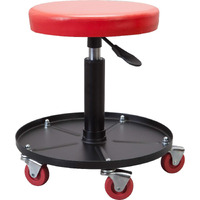 Torin Atrhl6201B Heavy Duty Rolling Pneumatic Creeper Garage/Shop Seat: Padded Adjustable Mechanic Stool With Tool Tray Storage, Red