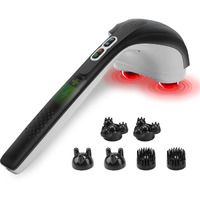 Snailax Cordless Handheld Back Massager With Heat,Deep Tissue Percussion Massager, 3 Sets Of Dual Pivoting Heads,Rechargeable Hand Held Massager For Neck,Back Shoulder,Calf,Legs