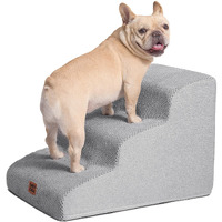 Eheyciga Curved Dog Stairs Ramp For Small Dogs 15.7 "" H, 3-Step Dog Steps For Couch Sofa And Chair, Pet Stairs For Cats, Non-Slip Balanced Pet Steps Indoor, Light Grey