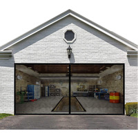 Garage Door Screen For 2 Car 16X7Ft- Magnetic Reinforced Fiberglass Garage Door Screen,Stronger High Energy Magnets ,Hands Free Magnetic Screen Door