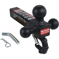 Reysun Trailer Hitch Tri Ball Mount With Hook, Tactical Tow Hook, Fits 2 Inch Hitch Receiver, Secure With Self-Lock Latch, Matt Black