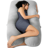 Queen Rose Pregnancy Pillows, Cooling Maternity Pillow For Sleeping, 55In U Shaped Body Pillow For Pregnant Support, With Removable Silky Cover, Gray