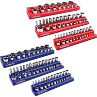 Workpro Magnetic Socket Organizer Set, 6-Piece Socket Holder Set Includes 1/4"", 3/8"", 1/2"" Drive Metric Sae Socket Trays, Holds 141 Pieces Standard Size And Deep Size Sockets(Socket Not Included)
