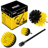 Drill Brush Attachment Set, Adapt Drill Brush For Bathroom Surfaces, Grout, Floor, Tub, Shower, Tile, Kitchen And Car, Electric Multi-Purpose Scrubber, 4 Piece Cleaning Kit Drill Brush