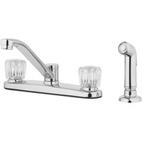 Aqua Vista 26-K82Cs-Ch-Av Two Handle Kitchen Sink Faucet With Side Spray, Polished Chrome Round Knobs