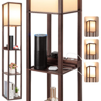 Folksmate Touch Control Shelf Led Floor Lamp With Shelves, Fast Charging Usb Ports,Type C Port And Power Outlet, Modern Dimmable Skinny Standing Shelf Floor Lamp For Living Room, Bedroom, Bedside