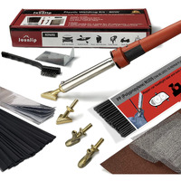 Jounjip Plastic Welding Kit Deluxe - Ul Certified - 17 Pc Aluminum Repair Tape, Sandpaper, 2 Triangle Welder Tips, 2 Welder Boot Tips, 4 Wire Mesh, 20 Polyplaz Rods, 40 Pp Rods, 80W Iron