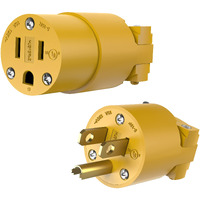 Enerlites Electrical Replacement Plug & Connector Set, Extension Cord Ends Male And Female, 15 Amp 125 Volt, Straight Blade Plug Grounding Type, Nema 5-15P & 5-15R, Ul Listed, 66202-Y, Yellow