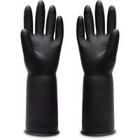 Uxglove Chemical Resistant Gloves, Work Heavy Duty Industrial Rubber Gloves,12.2"",Black 1 Pair Size Medium