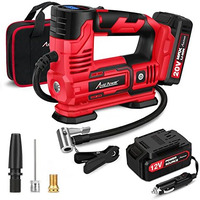 Avid Power Tire Inflator Portable Air Compressor, 20V Cordless Car Tire Pump W/Rechargeable Li-Ion Battery, 12V Car Power Adapter, Digital Pressure Gauge, 150Psi Tire Compressor For Many Inflatables