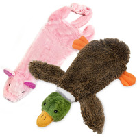Best Pet Supplies 2-In-1 Stuffless Squeaky Dog Toys With Soft, Durable Fabric For Small, Medium, And Large Pets, No Stuffing For Indoor Play, Supports Active Biting And Play - 1Wild Duck, Pig, Small