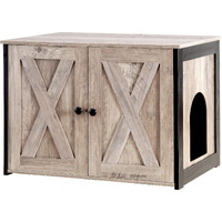 Dwanton Litter Box Enclosure, Cat Litter Box Furniture Hidden, Reversible Entrance Can Be On Left Or Right Side, Wooden Cat Washroom Indoor, Fit Most Of Litter Box, 27.6 X 19.7 X 19.7 Inches