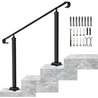 Vevor Handrails For Outdoor Steps, Fit 3 Or 5 Steps Outdoor Stair Railing, Wrought Iron Handrail, Flexible Front Porch Hand Rail, Black Transitional Hand Railings For Concrete Steps Or Wooden Stairs