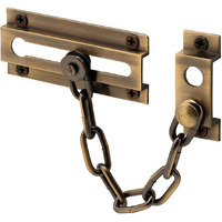 Defender Security U 9913 Chain Door Guard - Door Chain Lock For Door And Home Security, 3-5/16, Solid Brass Construction And An Antique Finish (Single Pack)