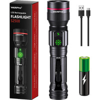 Wdtpro Flashlights Rechargeable, 2000 High Lumens Super Bright Led Flashlight Portable, 5 Modes Dual Switch Tactical Flashlight With Clip, Waterproof Zoomable For Camping Emergency, Battery Included