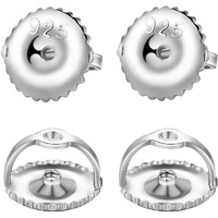 Kouley 2 Pairs Screw On Earring Backs,925 Sterling Silver Screw Earring Backs For Studs,Hypoallergenic Screw Backs For Earrings Fit Threaded Post 0.032''(Silver)
