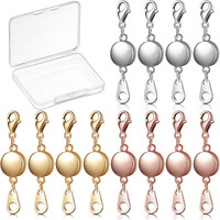 12 Pieces Locking Magnetic Jewelry Clasp Round Necklace Clasp Closures Bracelet Extender For Jewelry Making (Gold, Silver, Rose Gold)