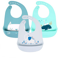 Yingjee Baby Bibs Silicone Feeding Bibs, Weaning Waterproof Bibs With Food Crumb Catcher Pocket Baby Bibs Easily To Clean, Comfortable And Foldable