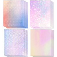 36 Sheets Holographic Sticker Paper, Transparent Holographic Vinyl Laminate Film, Clear Overlay Lamination Sticker Paper Self Adhesive Waterproof - Gem, Dot, Colorful, Star Patterns/8.5X11 Inch