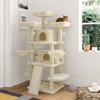 Imusee 68 Inches Multi-Level Cat Tree For Large Cats/Big Cat Tower With Cat Condo/Cozy Plush Perches/Sisal Scratching Posts And Hammocks/ Activity Center Play House/Beige