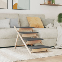 Vidaxl Dog Stair Gray 41.3""X18.5"" Solid Wood Fir