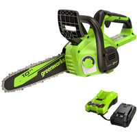 Greenworks 24V 10"" Cordless Compact Chainsaw (Great For Storm Clean-Up, Pruning, And Firewood / 125+ Compatible Tools), 2.0Ah Battery And Charger Included