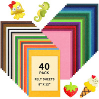 Htvront Felt Sheets For Crafts - 40Pcs Felt Fabric Sheets - 8X12 A4 Stiff Felt Sheets, Assorted Colors Craft Felt 1Mm Stiff Felt For Crafts, Sewing, Decoration, Embroidering, Book, Felt Squares