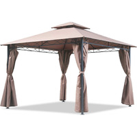 Fdw Canopy Tent Gazebo 10' X 13' Grill Gazebo For Patios Bbq Outdoor Patio Large Garden Top Gazebo With Sidewall Party Tent Brown