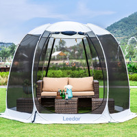 Leedor Gazebos For Patios Screen House Room 4-6 Person Canopy Pergolas Mosquito Net Camping Tent Dining Pop Up Sun Shade Shelter Mesh Walls Not Waterproof Gray,10'X10'