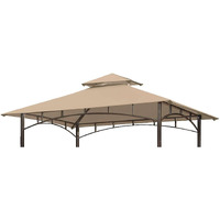 Grill Gazebo Replacement Canopy Top - Wonwon 5X8 Gazebo Roof Double Tiered Outdoor Bbq Roof Cover Grill Shelter Only Fit For Model L-Gg001Pst-F (Beige)