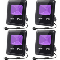 Glw Black Light 10W Uv Black Light Outdoor Blacklight Ip65 Waterproof Black Light Flood Light For Black Light Party, Stage Lighting, Body Paint,Glow In The Dark,Neon Glow (4 Pack)