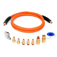 Fypower 10 Pieces Hybrid Lead-In Air Hose Kit, 3/8 Inch X 6 Ft Whip Air Compressor Hose Kit, 1/4"" Npt Air Coupler And Plug, Industrial Solid Brass Quick Connect, 360?Swivel Connector