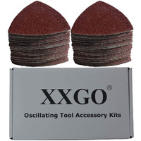 Xxgo 100 Pcs 120 Grits 3-1/2 Inch 90Mm Triangular Hook & Loop Multitool Sandpaper For Wood Sanding Fit 3.5 Inch Oscillating Multi Tool Sanding Pad Xg9020120