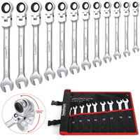 Towallmark 12-Piece Flex-Head Wrench Set, Ratcheting Combination Set, Metric 8-19Mm, 72-Teeth,Cr-V Steel Ratchet Wrenches Set With Storage Bag For Home/Car/Bike?Tc.