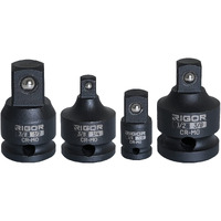 Rigor 11731 Impact Socket Adapter And Reducer Set  1/4""-3/8""-1/2"" Impact Driver Conversions, 4 Piece Set, 2 Adapters, 2 Reducers  Chrome Molybdenum Alloy Steel (Cr-Mo)  Quick-Fit For Hog Ring Anvil
