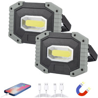 Otyty Work Light Rechargeable, Led Work Light Portable Flood Lights Magnetic Led Light For Outdoor Camping Hiking Emergency Car Repairing Job Site Lighting 2 Pack (W841 Grey)